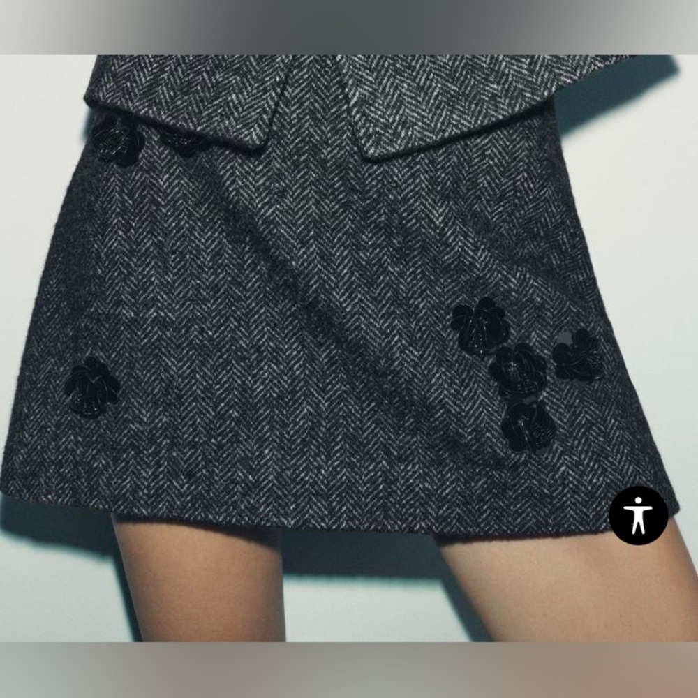 Zara Embroidered Herringbone Skirt Zara Women Collection | NWT - Picture 1 of 7